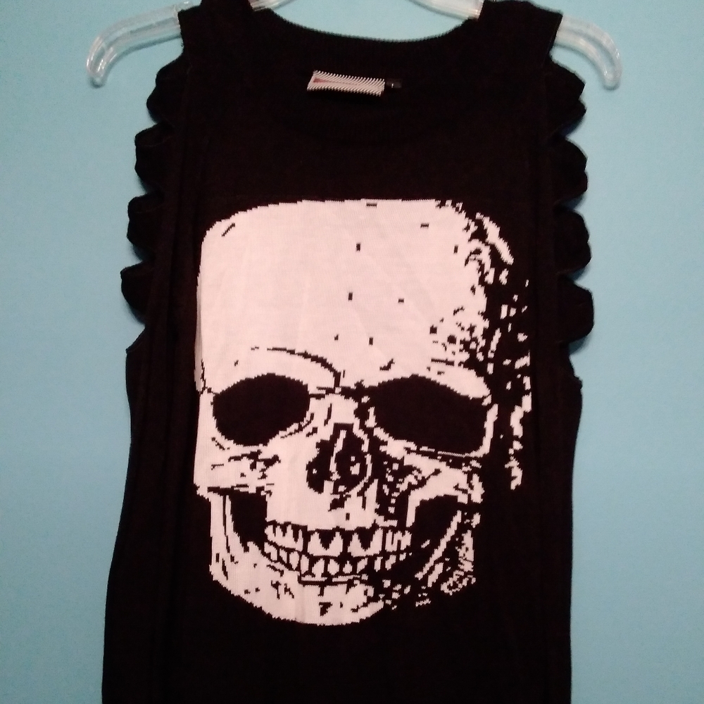 Jawbreaker Slashed Distressed Skull Sweater - Picture 2 of 5